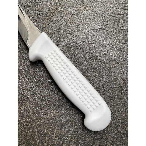Diekensen 5 Inch Curved Stiff Boning Knife White Ridged Grip Handle WB89226-15HG
