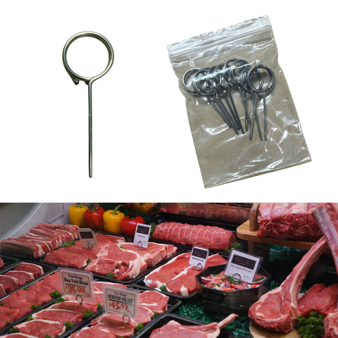 Butcher’s Stainless Steel Ticket Pin Meat Sign Holder – Pig Tail Style