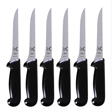 Butchers 6" Straight Flexible Taper Filleting Knife Set of 6