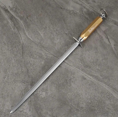 Butchers BOOST 12" Knife Sharpener Rod Microfine Knife Sharpening Steel Gold AllYourBlades