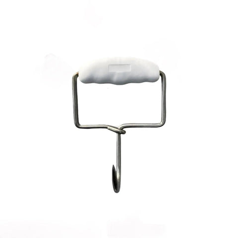 Butchers Hook Stainless Steel Square Boning Hook With Moulded Grip 15cm White