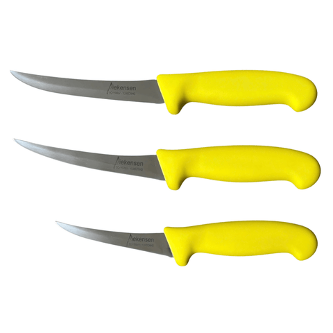 Diekensen 3-Piece Boning Knife Set 5" Narrow 6" Wide Blades Soft Grip Yellow
