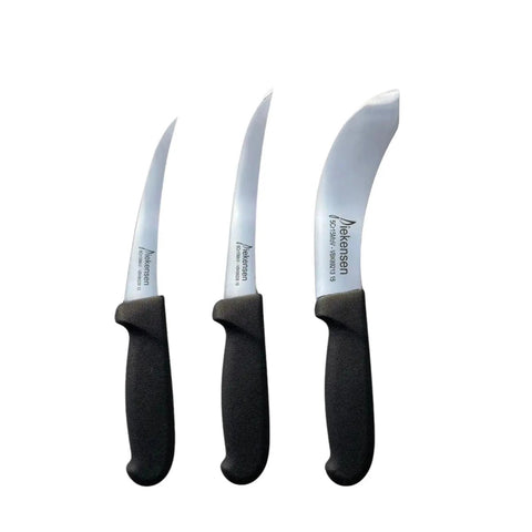 Diekensen 5" 6" Boning Knife 6" Skinning Knife Butchers Knife Set - Black