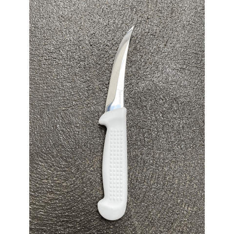 Diekensen 5 Inch Curved Stiff Boning Knife White Ridged Grip Handle WB89226-15HG