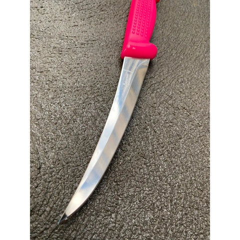 Diekensen 6' Curved Stiff Boning Knife Pink Ridged Grip Handle AllYourBlades