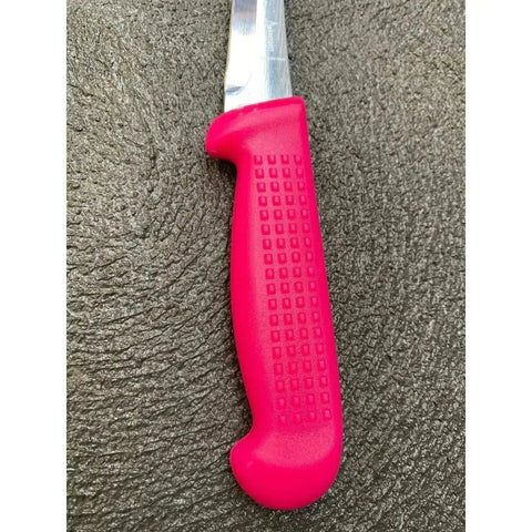 Diekensen 6' Curved Stiff Boning Knife Pink Ridged Grip Handle AllYourBlades