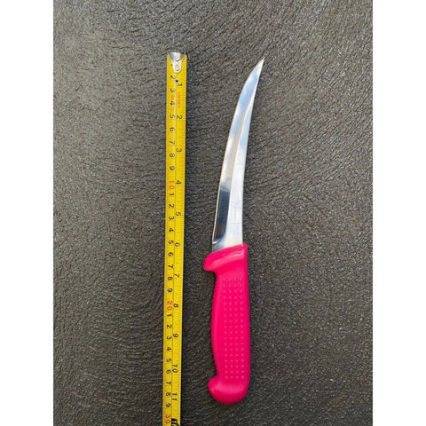 Diekensen 6' Curved Stiff Boning Knife Pink Ridged Grip Handle AllYourBlades