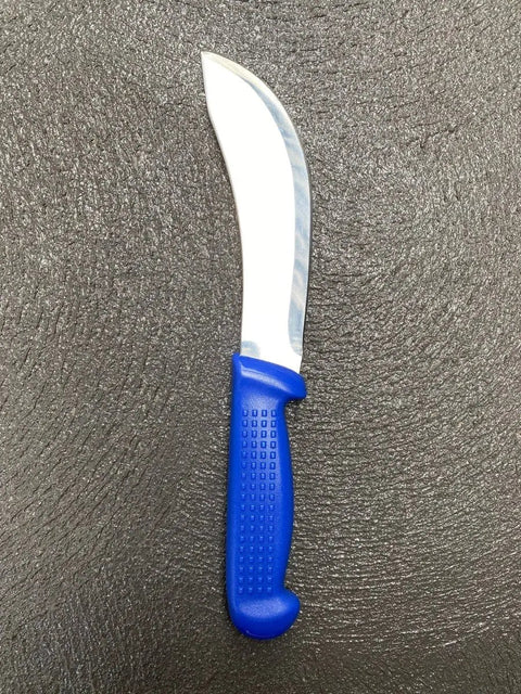 Diekensen 6' Curved Stiff Skinning Knife Blue Ridged Grip Handle AllYourBlades