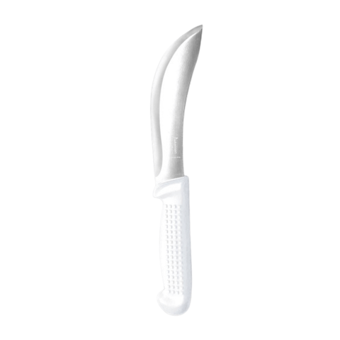 Diekensen 6 Inch Curved Stiff Skinning Knife White Ridged Grip Handle W8926415HG