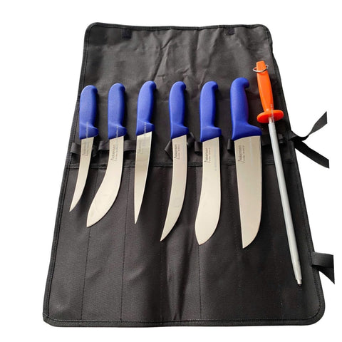 Diekensen 8PCS Butcher Knife Set - Boning Skinning Sticking Breaking Steel Blue