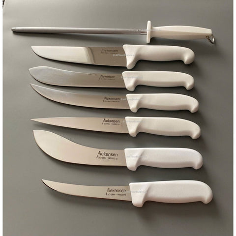 Diekensen 8PCS Butcher Knife Set - Boning Skinning Sticking Breaking Steel White