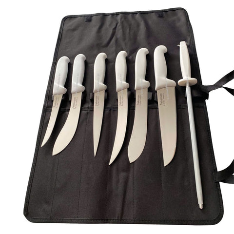 Diekensen 8PCS Butcher Knife Set - Boning Skinning Sticking Breaking Steel White