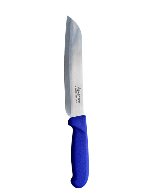 a knife with a blue handle on a black background