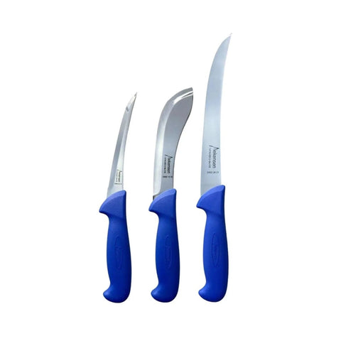 Diekensen Butchers 3-PC Knife Set 6" Curved Boning & Skinning 8" Steak Knives