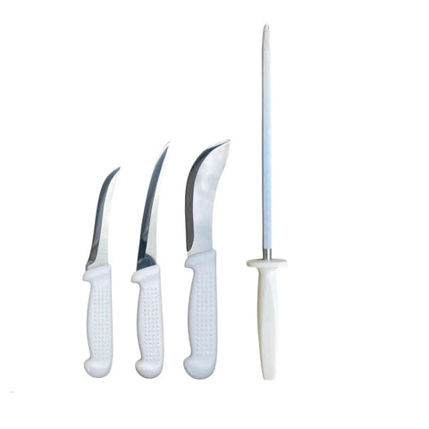 Diekensen Butchers 5" 6" Boning Knife 6" Skinning Knife 12" Steel - White Comple