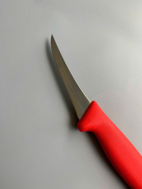 Diekensen Butchers 5" Boning Curve Knife Soft Grip Handle Narrow Blade 13cm Red