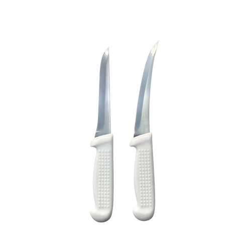 Diekensen Butchers 6'' 15cm Straight Curved Narrow Boning Knife Set White Ridged