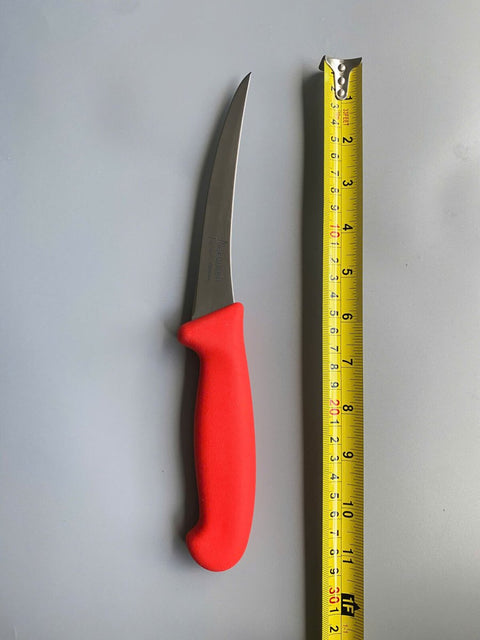 Diekensen Butchers 6" Boning Curve Knife Soft Grip Handle Narrow Blade 15cm Red