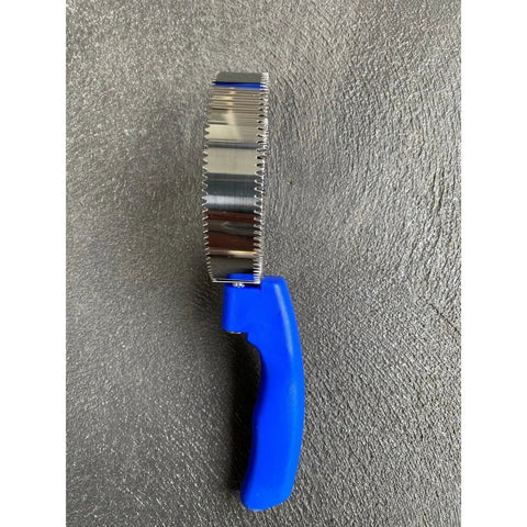 Diekensen Reversible Stainless Steel Curry Comb with Soft Touch Grip Blue AllYourBlades