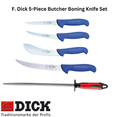 F. Dick 5PCS Butcher Boning Skinning Knife Set - Butcher/ Boner/ Skinner/ Hunter