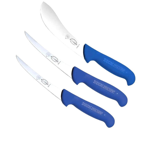 F DICK BUTCHERS 3PCS ERGOGRIP SKINNING BONING KNIFE COMBO SET MADE IN GERMANY