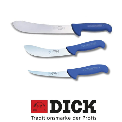 F.Dick Pro Butchers 3PCS Knife Set Curved Boning 6" Skinning 6" & Bull Nose 8"