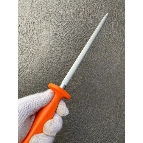Fine Cut Stainless Steel Knife Sharpening Steel- Orange Handle TOP