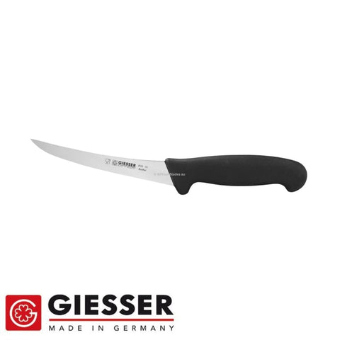 Giesser Butcher 6" Boning Knife 15cm Curved Narrow Stiff Blade Black 2515-15