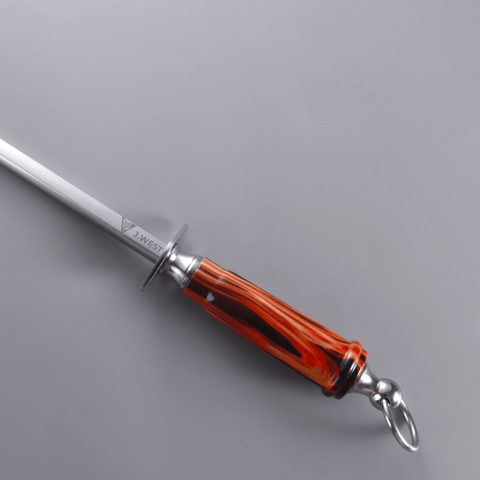 J.West 10"/25 cm Professional Butcher’s Combi Square Fine Cut & Polished Sharpening Steel JA15