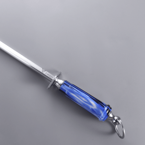 J.West 10"/25 cm Professional Butcher’s Combi Square Fine Cut & Polished Sharpening Steel JA15