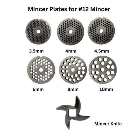 Mincer Plate Parts No.12 Sizes - 3.5, 4, 4.5, 6, 8 & 10mm Holes Mincer Knife