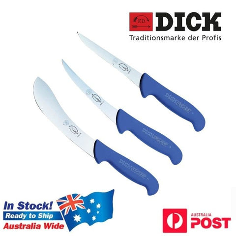 NEW F DICK 3-PC SKINNER BONER KNIFE BUTCHERS ERGOGRIPSET MADE IN GERMANY