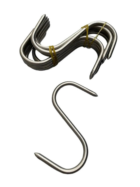 New SET 50 x 4 in Solid Stainless Steel Meat S-Hooks Butchers Hunters Sausage Ma