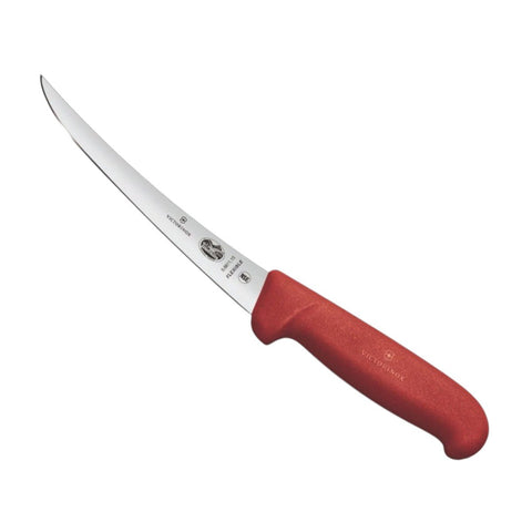 New VICTORINOX Fibrox Boning Knife 15cm Curved Narrow Flexible Blade Red 5.6611.15