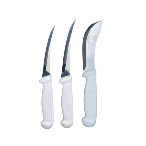 Professional Butchers Knife Set - White Grip Handle 3 Knives
