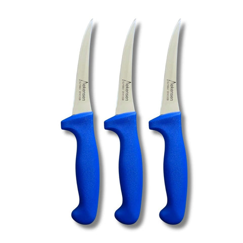Set of 3 Diekensen Butcher's 5" 13cm Curved Narrow Hollow Ground Boning Knives