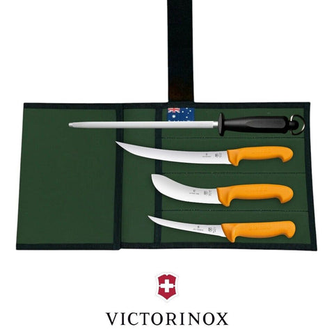 Swibo Victorinox 4PCS Butchers Knife Set Boning Skinning Slicing 10" Steel