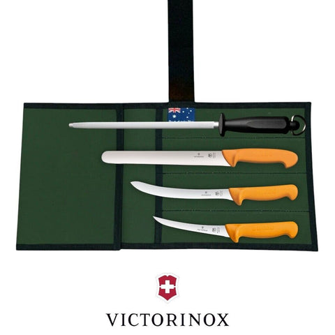 Swibo Victorinox 4PCS Fisherman Knife Set Boning Skinning Slicing 12" Steel