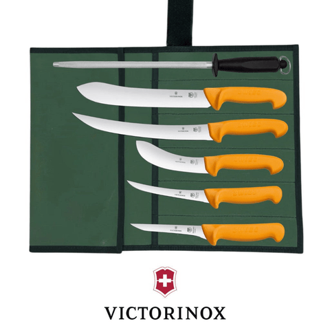 Swibo Victorinox 6PCS Butchers Farmer Hunter Knife Set Boning Slicing 12" Steel