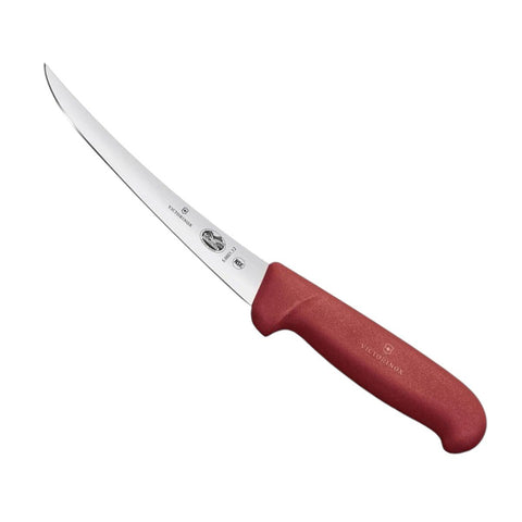 Victorinox 15cm Red Fibrox Curved Narrow Stiff Boning Butchers Knife 5.6601.12