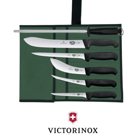 Victorinox 6PCS Deluxe Bullnose Butcher Skinner Knife Set with Canvas Wrap