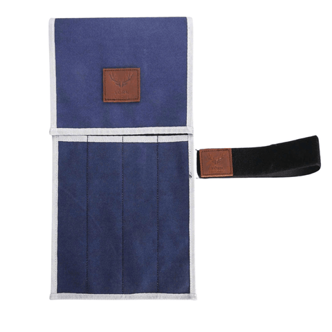 Victory 4PCS Butchers Knife Set  Hollow Ground Boning Knife Skinning 12" Steel Canvas Knife Wrap - Blue