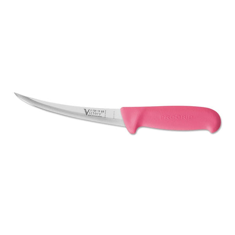 Victory 4PCS Butchers Knife Set  Hollow Ground Boning Knife Skinning 12" Steel Canvas Knife Wrap - Pink