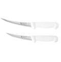 a pair of white knives sitting next to each other