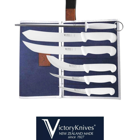 Victory Knives  6PCS Butchers Farmer Hunter Knife Set Boning Slicing 12" Steel