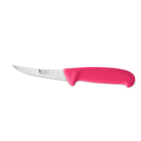 Victory Knives Butchers Short Curved Boning 10cm German Stainless Steel Pink