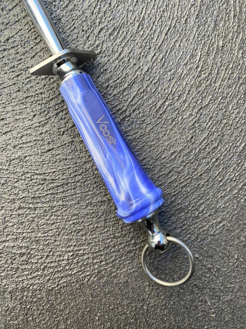 Voost 12" Round Polished Sharpening Steel Sapphire Handle Butcher Fine Cut 43cm