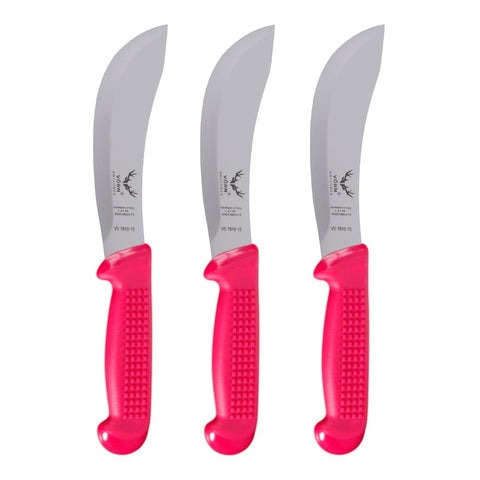 Vorn Antlorex 3-Pack 6" Curved Skinning Knife Set – German Stainless Steel Hollow Ground Butcher & Hunting Knives | White,Black,Blue, or Pink Handle