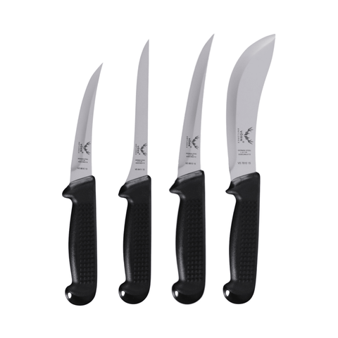 Vorn Antlorex 4PCS Butcher Knife Set – 5" & 6" Curved Hollow Ground Boning, 6" Straight Filleting & 6" Skinning Knives