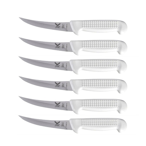 Vorn Antlorex 5" Curved Stiff Boning Knife Set (6-Pack) - Professional Butcher Deboning Knives， 13cm German Stainless Steel